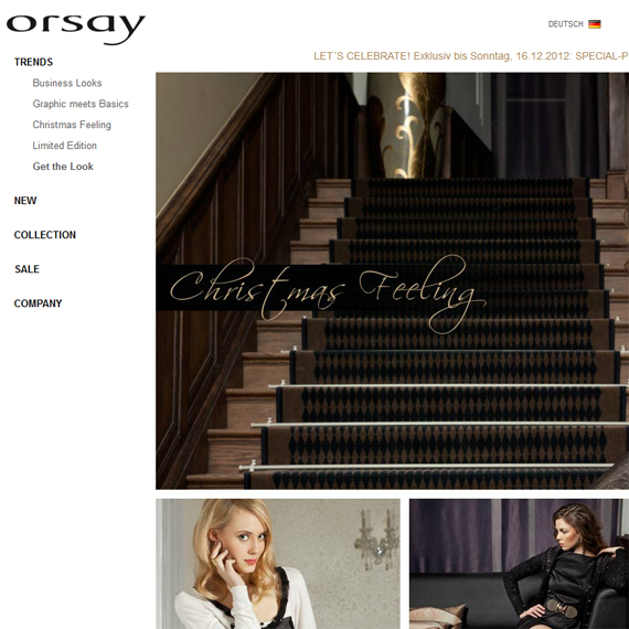Die Webseite vom Orsay.com Shop