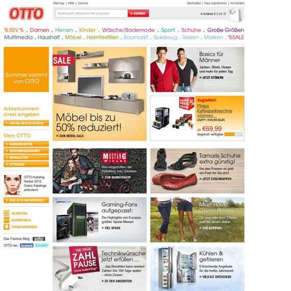 Die Webseite vom OTTO.de Shop