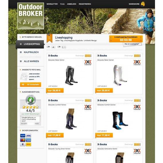 Die Webseite vom Outdoor-Broker.de Shop