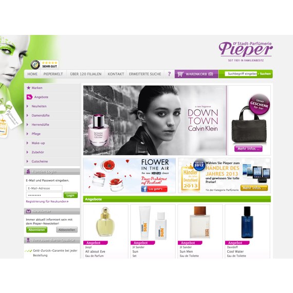 Die Webseite vom Parfuemerie-Pieper.de Shop