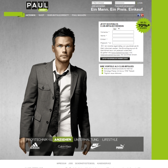 Die Webseite vom Pauldirekt.de Shop