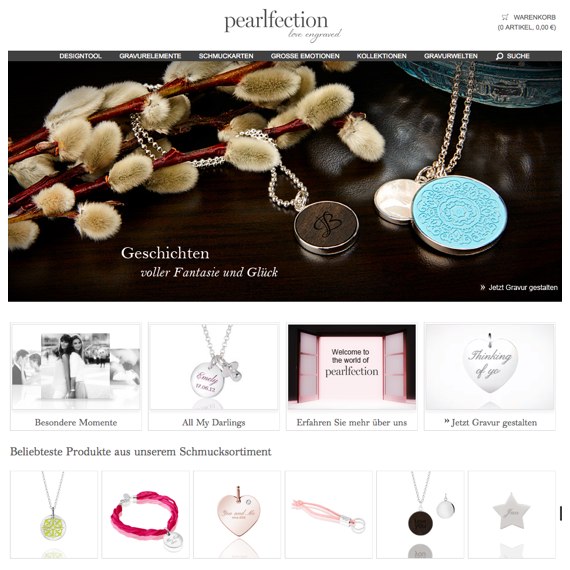 Die Webseite vom Pearlfection.de Shop