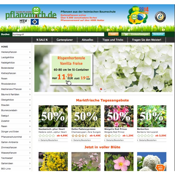 Die Webseite vom Pflanzmich.de Shop