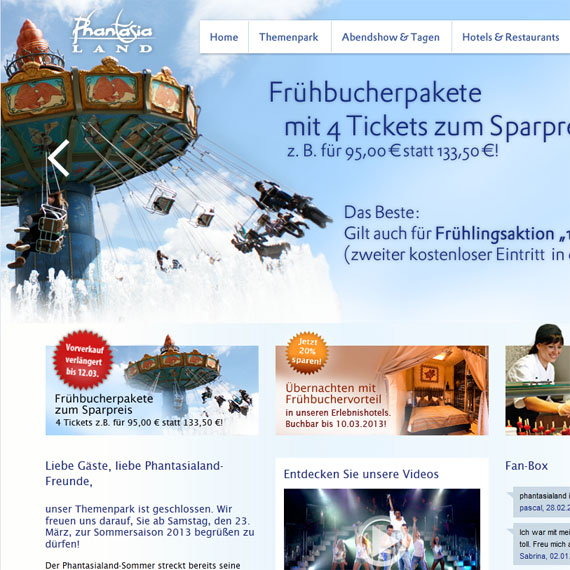 Die Webseite vom Phantasialand.de Shop