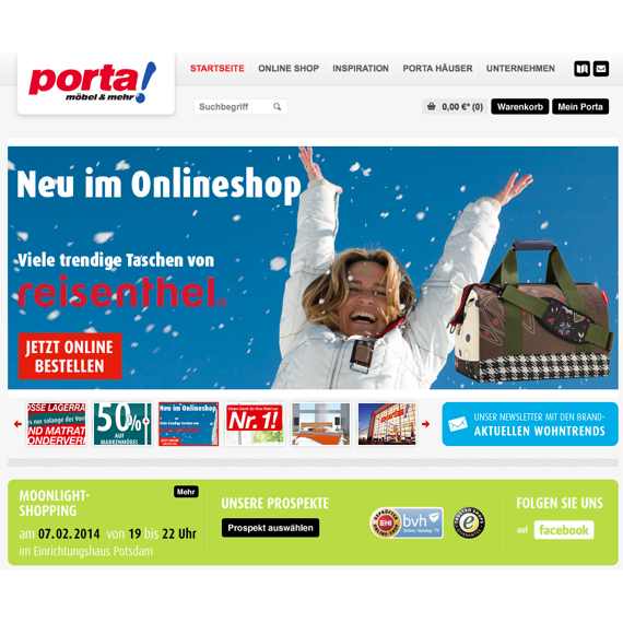 Die Webseite vom Porta.de Shop