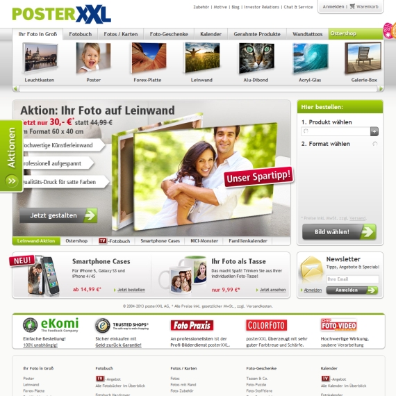 Die Webseite vom Posterxxl.de Shop