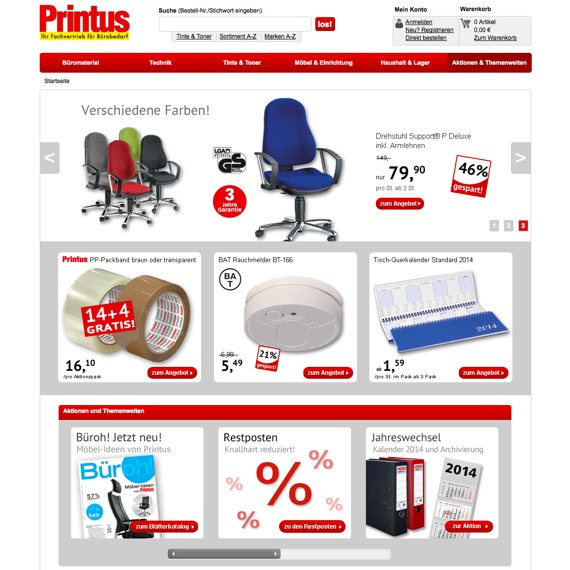Die Webseite vom Printus.de Shop