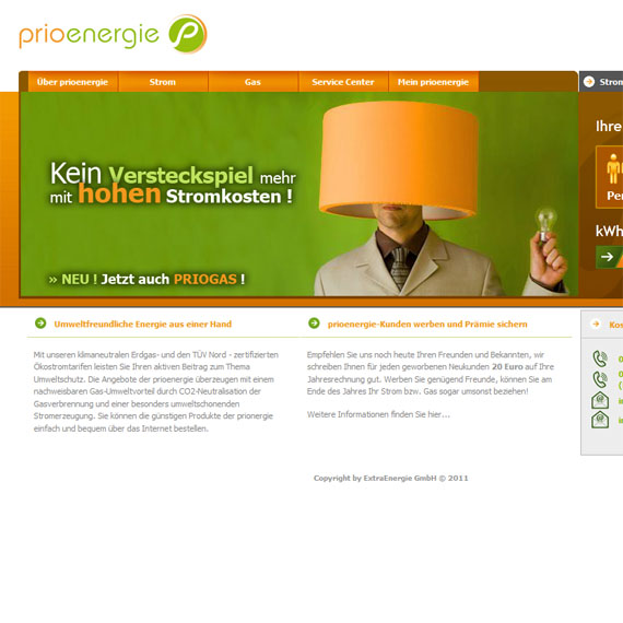 Die Webseite vom PrioEnergie.de Shop