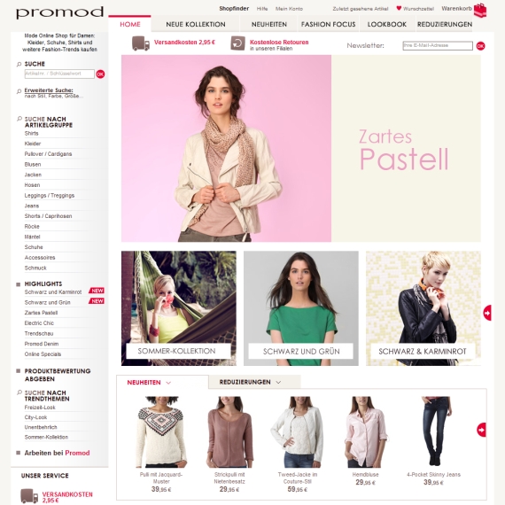 Die Webseite vom Promod.de Shop