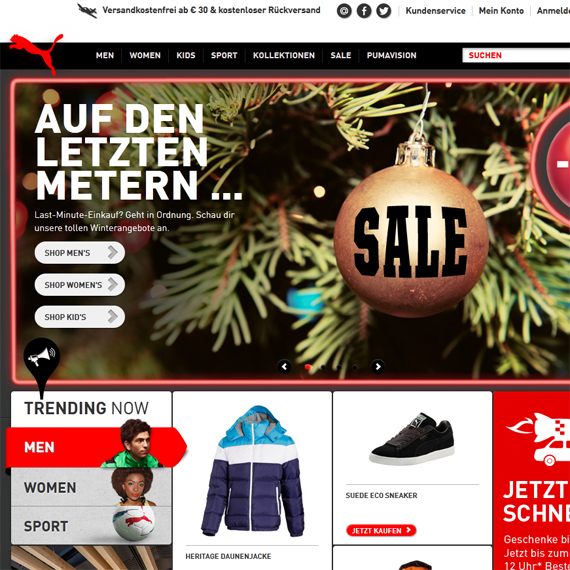 Die Webseite vom Puma.de Shop