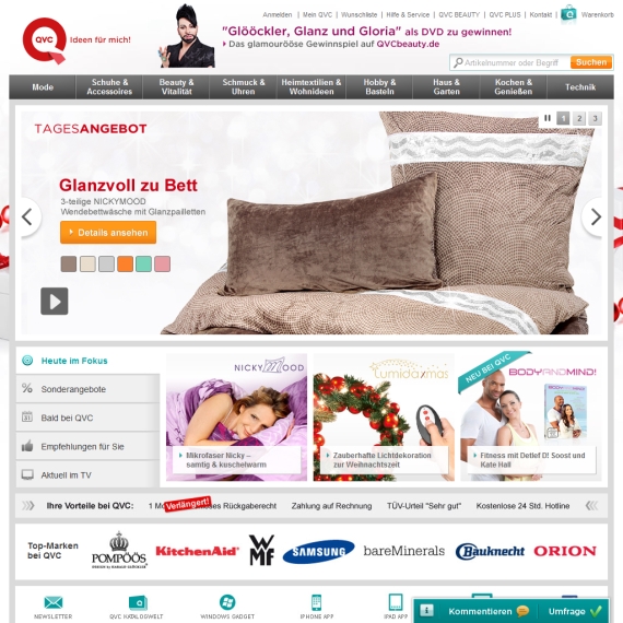 Die Webseite vom QVC.de Shop