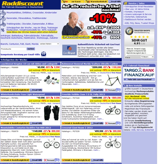 Die Webseite vom Raddiscount.de Shop