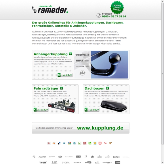 Die Webseite vom Rameder.de Shop