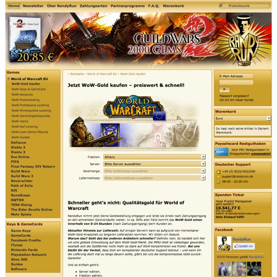 Die Webseite vom Randyrun.de Shop