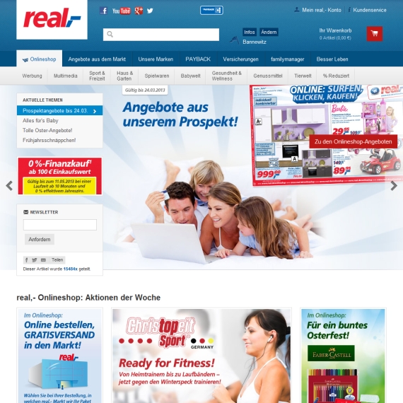 Die Webseite vom Real-Onlineshop.de Shop