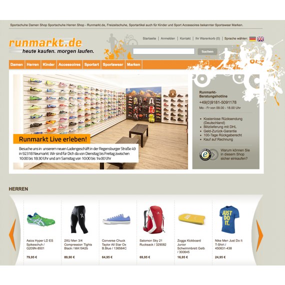Die Webseite vom Runmarkt.de Shop