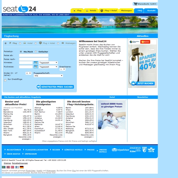 Die Webseite vom Seat24.de Shop