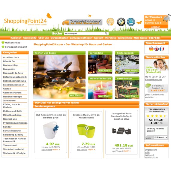 Die Webseite vom Shoppingpoint24.com Shop
