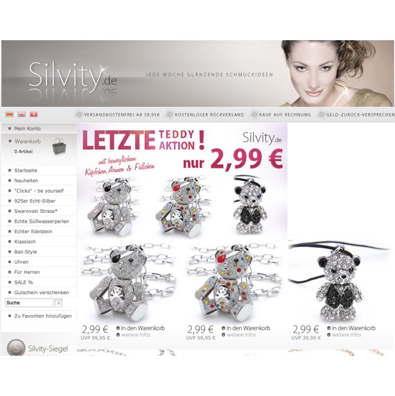 Die Webseite vom Silvity.de Shop