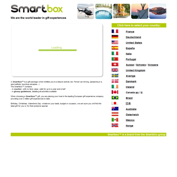 Die Webseite vom Smartbox.com Shop