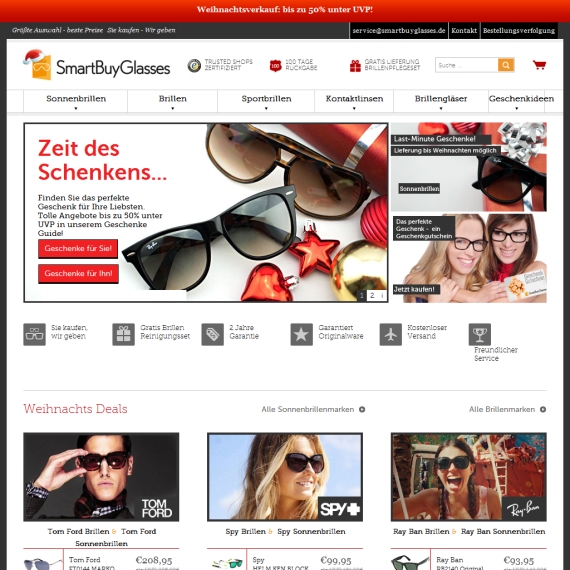 Die Webseite vom SmartBuyGlasses.de Shop