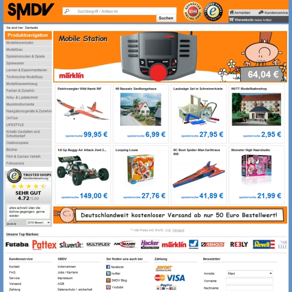 Die Webseite vom Smdv.de Shop