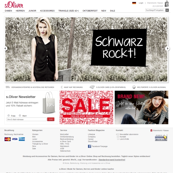 Die Webseite vom sOliver.de Shop