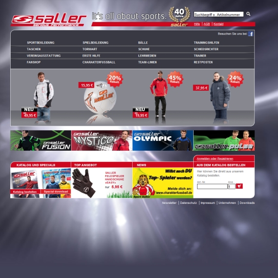Die Webseite vom Sport-Saller.de Shop