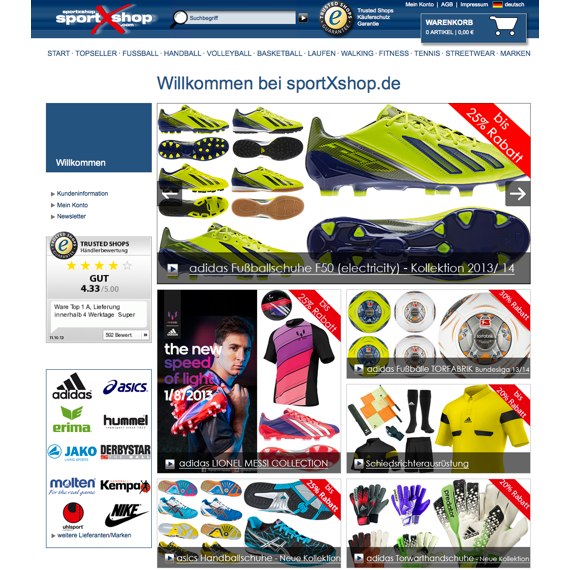 Die Webseite vom SportXshop.de Shop