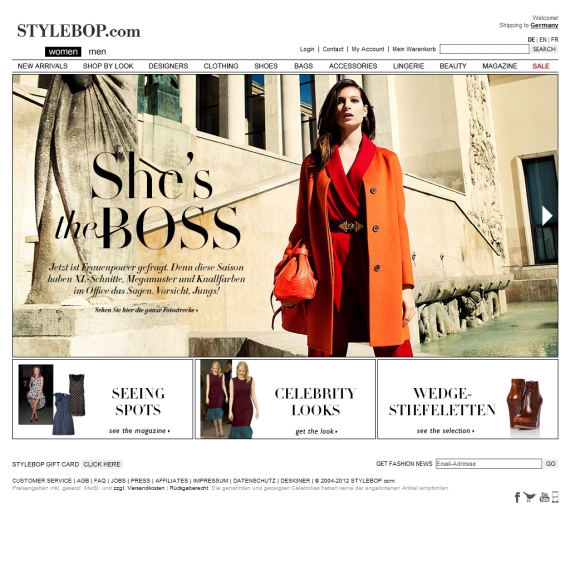 Die Webseite vom Stylebop Shop