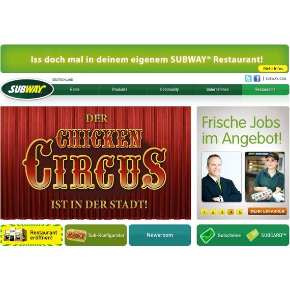 Die Webseite vom Subway-Sandwiches.de Shop