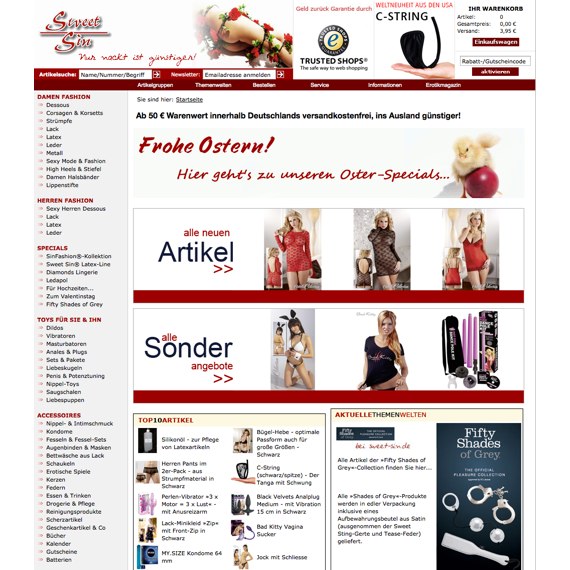 Die Webseite vom Sweet-Sin.de Shop