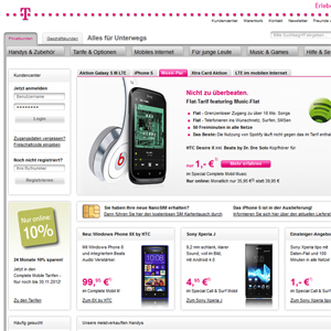 Ansicht vom T-Mobile.de Shop