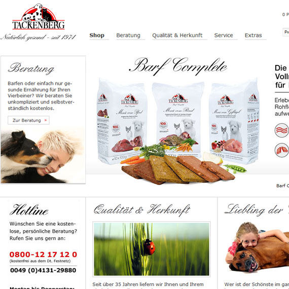 Die Webseite vom Tackenberg.de Shop