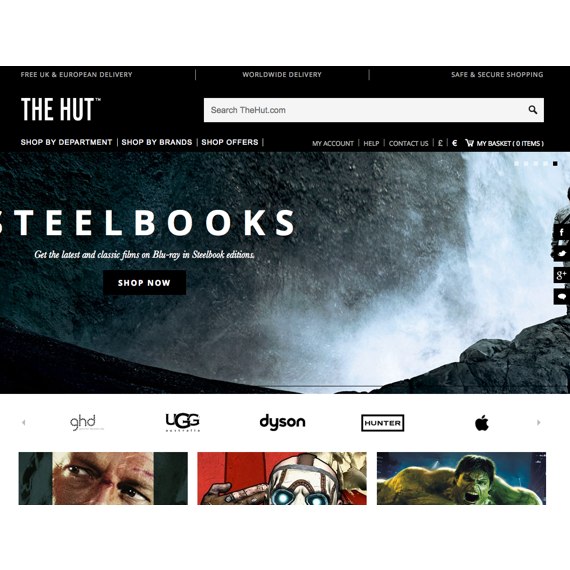 Die Webseite vom TheHut.com Shop