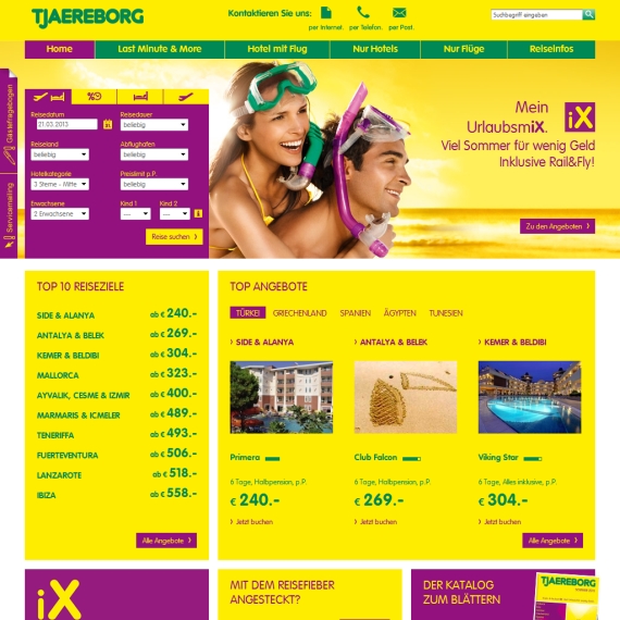 Die Webseite vom Tjaereborg.de Shop