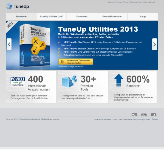 Die Webseite vom TuneUp.de Shop