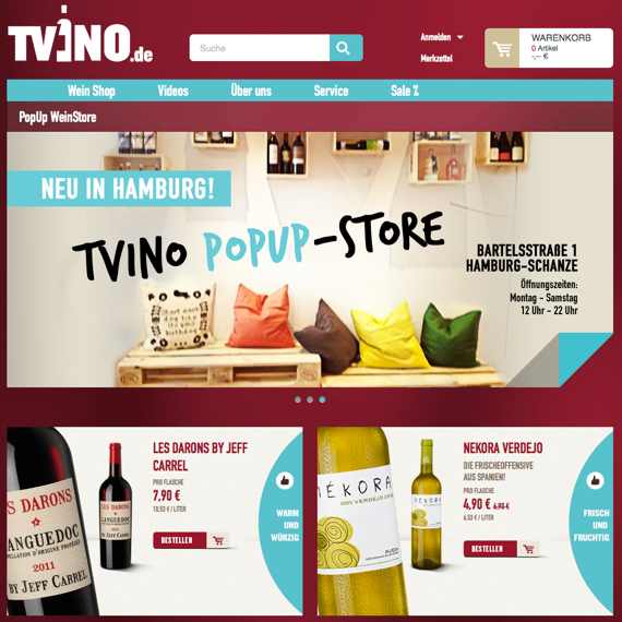 Die Webseite vom TVINO.de Shop