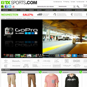 Ansicht vom TX-Sports.com Shop