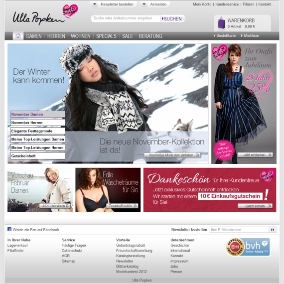 Die Webseite vom UllaPopken.de Shop