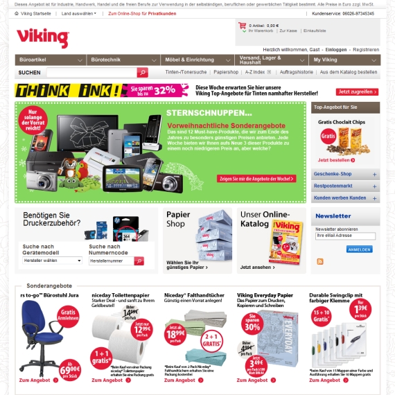 Die Webseite vom Viking.de Shop