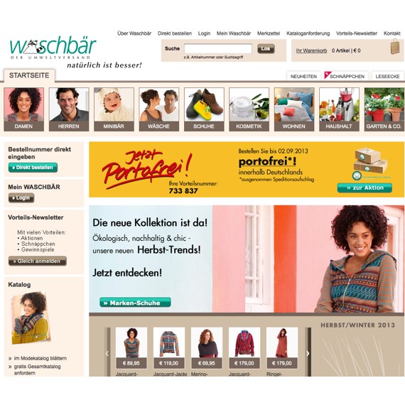 Die Webseite vom Waschbaer.de Shop