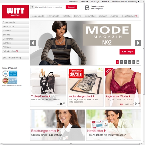 Die Webseite vom Witt-Weiden.de Shop