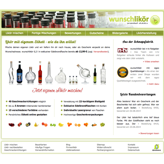 Die Webseite vom wunschlikoer.de Shop