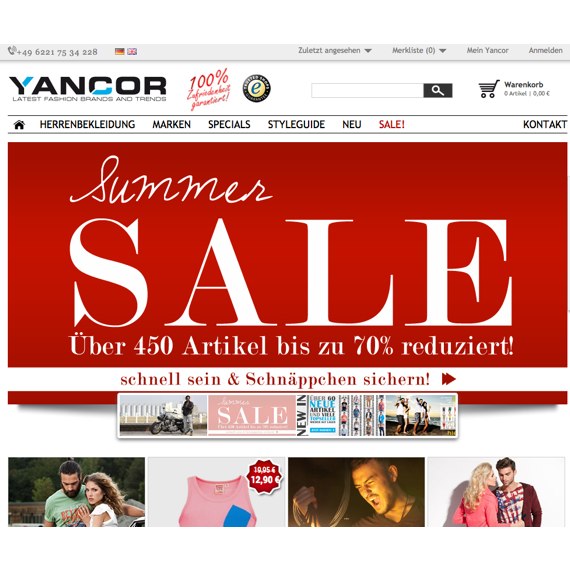 Die Webseite vom Yancor.de Shop