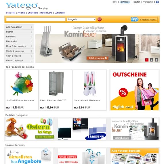 Die Webseite vom Yatego.com Shop