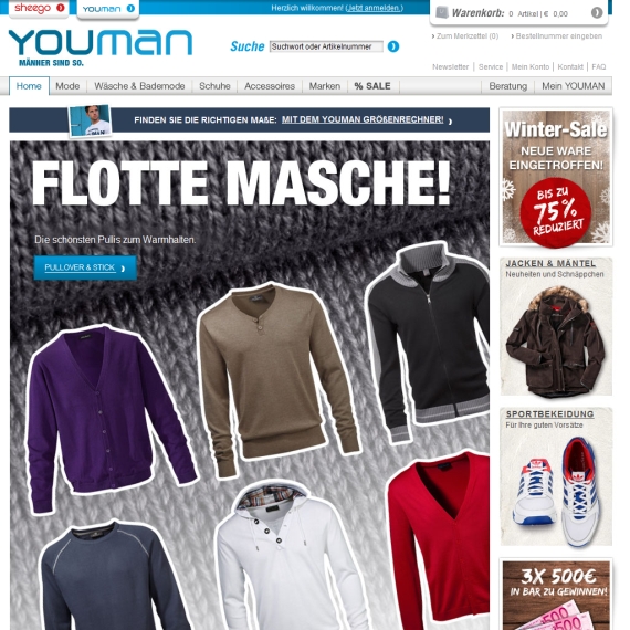 Die Webseite vom Youman.de Shop