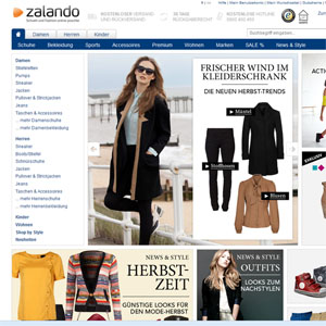 Ansicht vom Zalando.ch Shop